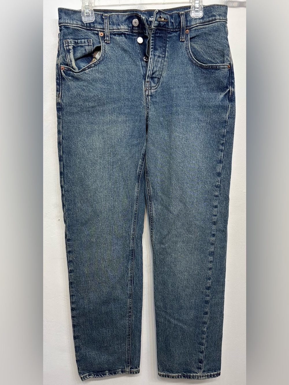 Old Navy Blue Denim The Slouchy Straight Leg Mid Rise Jeans Women’s Size 4 NWOT